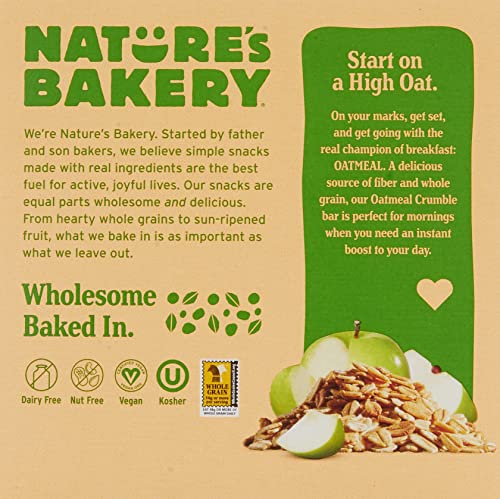 Nature's Bakery Oatmeal Crumble Bars, Apple, Real Fruit, Vegan, Non-GMO, Breakfast bar, 1 Box With 6 Packs, 6 Count