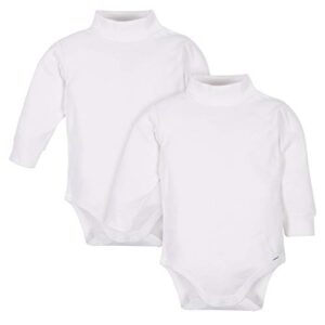 gerber baby boys 2-pack long sleeve turtleneck onesies bodysuits footie, white, 18 months us