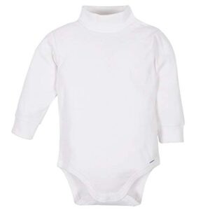 Gerber Baby Boys 2-pack Long Sleeve Turtleneck Onesies Bodysuits Footie, White, 18 Months US