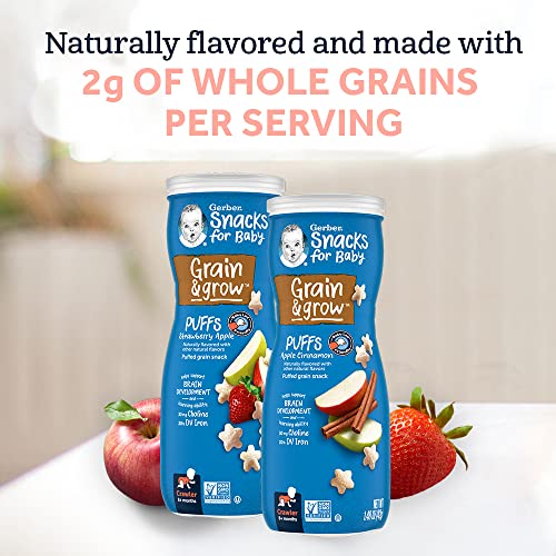 Gerber Baby Snacks Puffs Variety Pack, Banana & Strawberry Apple, 1.48 Ounce - 2 count of four packs, Package may vary, 1.48 Ounce (Pack of 8)