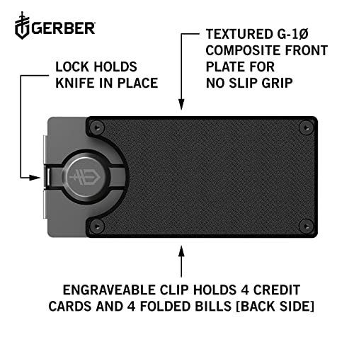 Gerber Gear 31-002521N GDC Pocket Knife Money Clip, GDC Fixed Blade Knife and Case, EDC Gear, Stainless Steel