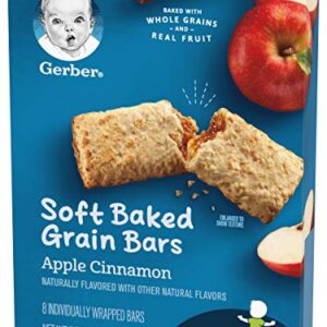 Gerber Soft Baked Grain Bars, Apple Cinnamon, 8 Individually Wrapped Bars/Box (Pack of 4)