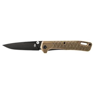 gerber gear zilch folding pocket knife, 3.1 inch plain edge blade, coyote brown