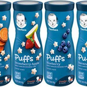 Gerber Graduates Apple Strawberry, Banana, Sweet Potato, Blueberry Puffs /pack of 4 1.48oz