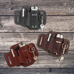 1791 EDC Multitool Sheath, Leather EDC Organizer, Belt Pouch Fits Multitool, Knife, Pen, Keys - Compatible with Heavy Duty Leatherman, Gerber, SOG Multitools - Easy Slide, Chestnut