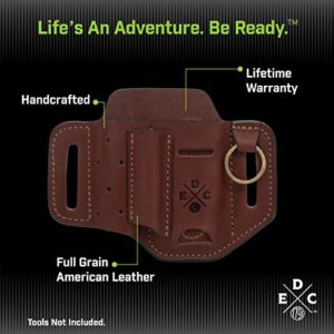 1791 EDC Multitool Sheath, Leather EDC Organizer, Belt Pouch Fits Multitool, Knife, Pen, Keys - Compatible with Heavy Duty Leatherman, Gerber, SOG Multitools - Easy Slide, Chestnut