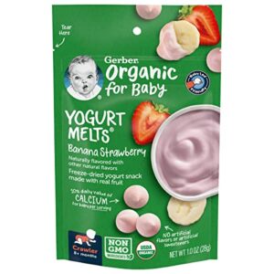 gerber baby snacks organic yogurt melts, banana & strawberry, 1 ounce