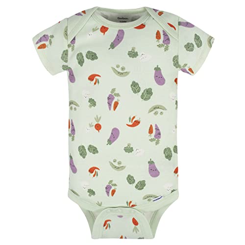 Gerber Unisex Baby 5-Pack Short Sleeve Variety Onesies Bodysuits Happy Veggies 12 Months