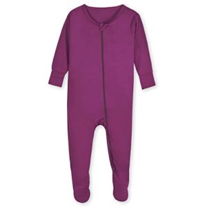 gerber unisex baby toddler buttery soft snug fit footed pajamas with viscose made from eucalyptus, wine, 12 months