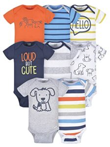 onesies brand baby boy’s 8-pack short sleeve mix & match bodysuits, loud cute dog, 12 months