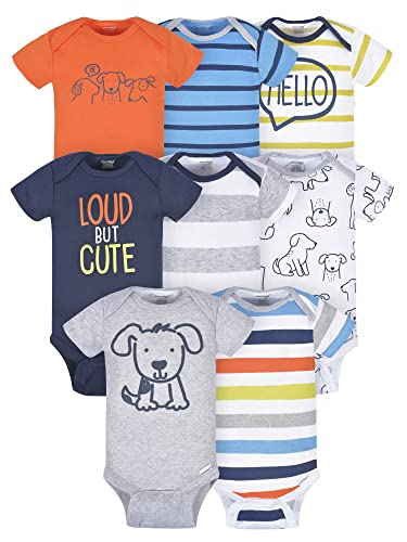 Onesies Brand Baby Boy's 8-Pack Short Sleeve Mix & Match Bodysuits, Loud Cute Dog, 12 Months