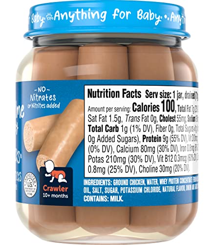 Gerber Mealtime for Baby Lil’ Sticks, Chicken Sticks, Packed in Water, No Nitrates or Nitrites Added, for Crawlers 10 Months & Up, 2.5-Ounce Jar (Pack of 10 Jars)