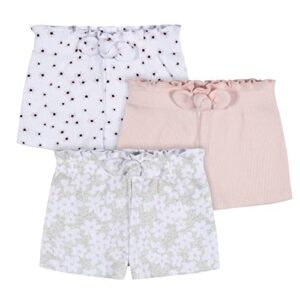 gerber baby girl’s toddler 3-pack pull-on knit shorts, pink floral, 4t