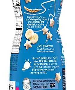 Gerber Snacks for Baby Grain & Grow Puffs, Banana, Puffed Whole Grain Snack for Crawlers, Non-GMO & Baby Led Friendly, 1.48-Ounce Canister (Pack of 3)