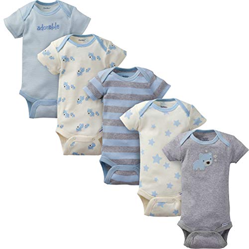 Gerber Baby Boys 5-Pack Short Sleeve Variety Onesies Bodysuits Stripe Bear 3-6 Months