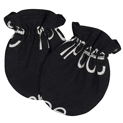 Grow by Gerber Baby Boys 4-Pack Mittens, Black/White/Grey/Blue, 0-3 Months