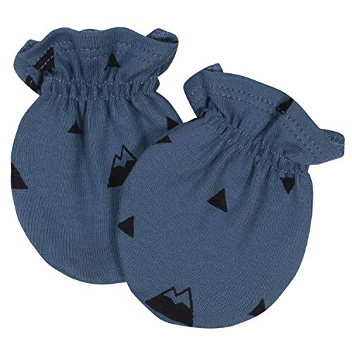 Grow by Gerber Baby Boys 4-Pack Mittens, Black/White/Grey/Blue, 0-3 Months