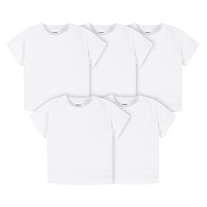 gerber baby toddler 5-pack solid short sleeve t-shirts jersey 160 gsm, white, 4t
