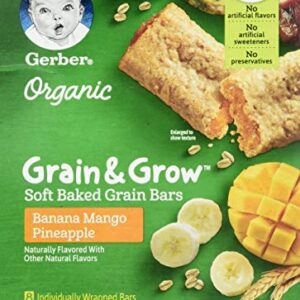 Gerber Up Age Organic Grain & Grow Soft Baked Grain Bars Banana Mango Pineapple, 5oz