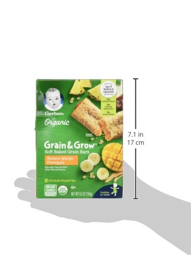 Gerber Up Age Organic Grain & Grow Soft Baked Grain Bars Banana Mango Pineapple, 5oz