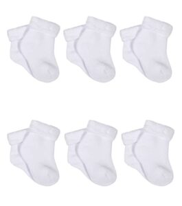 gerber baby 6-pair sock, white, preemie