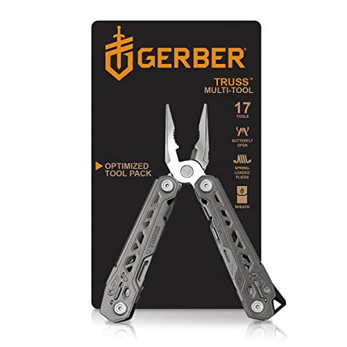 Gerber Gear Truss Multitool with 17 Tools, 4.35” Closed (30-001343N) & 22-48485 Paraframe Mini Pocket Knife, 2.2 Inch Fine Edge Blade, Stainless Steel