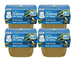 gerber natural for baby 1st foods baby food tubs, green bean, non-gmo & natural pureed baby food for supported sitters, 2 – 2 ounce tubs per pack (pack of 4)