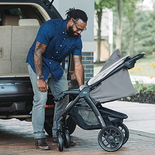 Chicco Bravo LE Trio Travel System, Bravo LE Quick-Fold Stroller with KeyFit 30 Zip Infant Car Seat, Car Seat and Stroller Combo | Driftwood/Grey