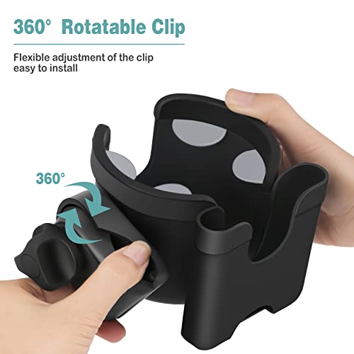 Guiseapue Stroller Cup Holder with Phone Holder, Universal Bottle Holder for Wheelchair, Walker, Bike, Scooter, Stroller Accessories for Uppababy, Nuna, Bugaboo, Doona, Gifts for Women, Mom, Men