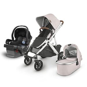 uppababy vista v2 stroller – alice (dusty pink/silver/saddle leather) + mesa infant car seat – jake (black)