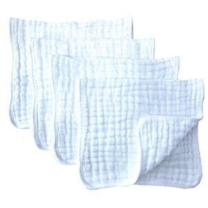 synrroe muslin burp cloths 4 pack large 20″ by 10″ 100% cotton 6 layers extra absorbent and soft
