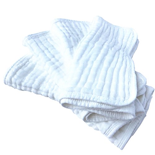 Synrroe Muslin Burp Cloths 4 Pack Large 20" by 10" 100% Cotton 6 Layers Extra Absorbent and Soft