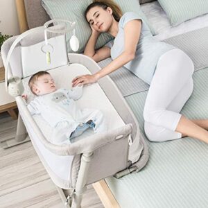 ronbei baby bassinet, bedside sleeper baby bed cribs,baby bed to bed, newborn baby crib,adjustable portable bed for infant/baby boy/baby girl (bassinet)