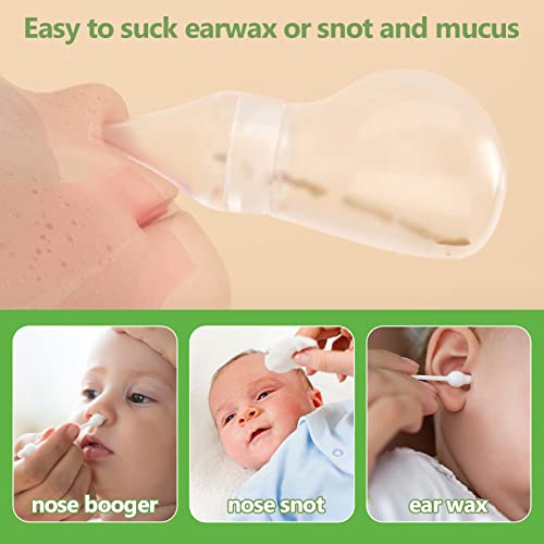 haakaa Silicone Baby Nasal Aspirator| Safe Baby Nose Cleaner| Easy-Squeeze Nose & Ear Bulb Syringe, 0m+ Newborn,Toddler -Transparent