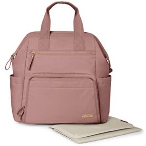 Skip Hop Diaper Bag Backpack: Mainframe Large Capacity Wide Open Structure with Changing Pad & Stroller Attachement, Dusty Rose