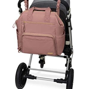 Skip Hop Diaper Bag Backpack: Mainframe Large Capacity Wide Open Structure with Changing Pad & Stroller Attachement, Dusty Rose