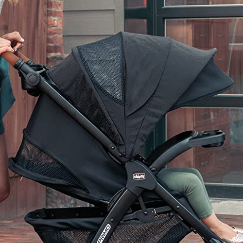 Chicco Bravo Primo Trio Travel System, Bravo Primo Quick-Fold Stroller with Chicco KeyFit 35 Zip Extended-Use Infant Car Seat, Car Seat and Stroller Combo | Springhill/Black