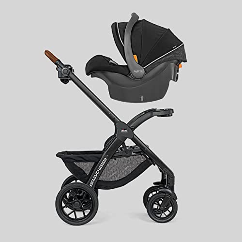 Chicco Bravo Primo Trio Travel System, Bravo Primo Quick-Fold Stroller with Chicco KeyFit 35 Zip Extended-Use Infant Car Seat, Car Seat and Stroller Combo | Springhill/Black