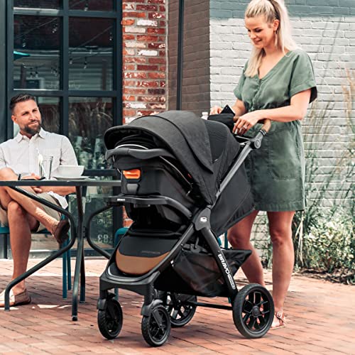 Chicco Bravo Primo Trio Travel System, Bravo Primo Quick-Fold Stroller with Chicco KeyFit 35 Zip Extended-Use Infant Car Seat, Car Seat and Stroller Combo | Springhill/Black