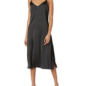 The Drop Women's Ana Silky V-Neck Midi Slip Dress Dress, -Black, S