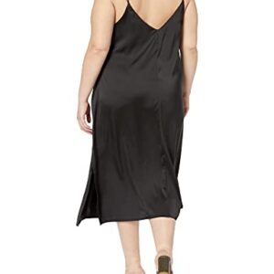 The Drop Women's Ana Silky V-Neck Midi Slip Dress Dress, -Black, S