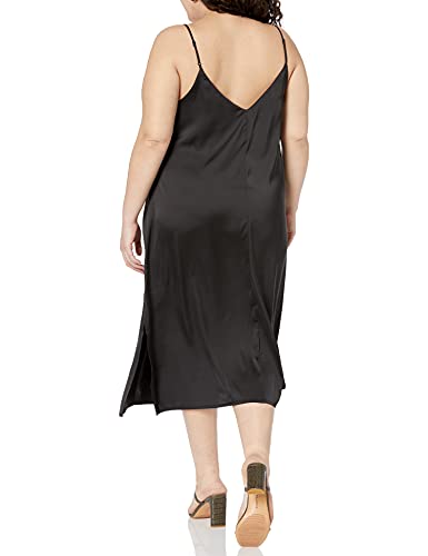 The Drop Women's Ana Silky V-Neck Midi Slip Dress Dress, -Black, S