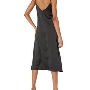 The Drop Women's Ana Silky V-Neck Midi Slip Dress Dress, -Black, S