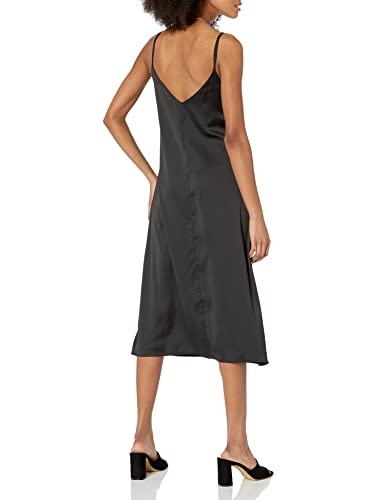 The Drop Women's Ana Silky V-Neck Midi Slip Dress Dress, -Black, S