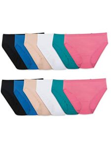 fruit of the loom womens microfiber panties (regular & plus size) underwear, hi cut – 12 pack assorted, 8 us