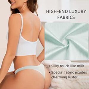 FOXROSE Seamless Thongs for Women Silk Thongs for Women Sexy Satin Thongs for Women Underwear Seamless (5 Pack, Medium)