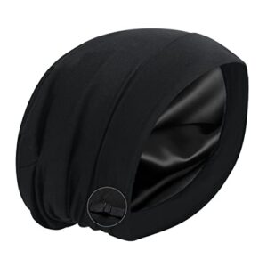 satin bonnet silk lined sleep cap- adjustable hair cover frizzy hair beanie slouchy night cap hair protection patients care