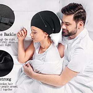 Satin Bonnet Silk Lined Sleep Cap- Adjustable Hair Cover Frizzy Hair Beanie Slouchy Night Cap Hair Protection Patients Care