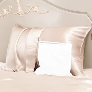 PROMEED 100% Silk Pillowcase for Hair and Skin, Both Sides Grade 6A+ 23 Momme Mulberry Silk Pillow Case with Hidden Zipper, 1400 TC, Soft & Smooth (Standard 20"x26", Champagne)