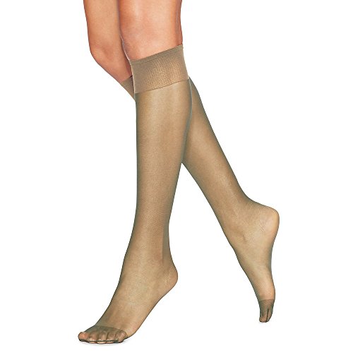 Hanes Silk Reflections Reinforced Toe Knee-Highs (Little Color/One Size) Pack of Two